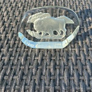 Clear Glass Buffalo Paperweight